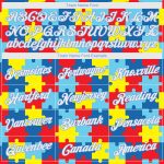 Autism Awareness Custom Name Number Hoodie White Light Blue 3D Puzzle Design Stitched Sports Pullover Sweatshirt Personalized