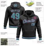 Custom Name Number Black Aqua-Pink Sports Hoodie Pullover Sweatshirt - Personalized Team Apparel Personalized Stitched Black