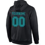 Custom Personalized Team Hoodie with Stitched Name & Number - Black Aqua Sports Pullover Sweatshirt Personalized Stitched