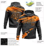 Custom Name and Number Personalized Stitched Black Bay Orange Hoodie 3D Torn Paper Pattern Sports Pullover Sweatshirt Personalized