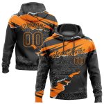 Custom Name and Number Personalized Stitched Black Bay Orange Hoodie 3D Torn Paper Pattern Sports Pullover Sweatshirt Personalized