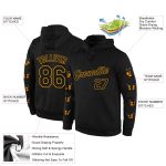 Custom Butterfly Hoodie with 3D Black-Gold Pattern, Personalized Name & Number, Sports Pullover Sweatshirt Personalized Stitched