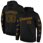Custom Butterfly Hoodie with 3D Black-Gold Pattern, Personalized Name & Number, Sports Pullover Sweatshirt Personalized Stitched