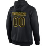Personalized Black Gold Sports Hoodie Sweatshirt Pullover - Stitched Style Personalized Stitched Black Black-Gold Sports