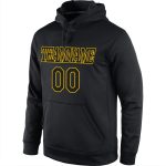 Personalized Black Gold Sports Hoodie Sweatshirt Pullover - Stitched Style Personalized Stitched Black Black-Gold Sports