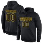 Personalized Black Gold Sports Hoodie Sweatshirt Pullover - Stitched Style Personalized Stitched Black Black-Gold Sports