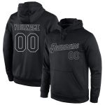 Personalized Black Gray Sports Hoodie Stitched Pullover Sweatshirt for Men and Women Personalized Stitched Black Black-Gray