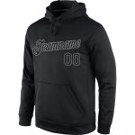 Personalized Black Gray Sports Hoodie Stitched Pullover Sweatshirt for Men and Women Personalized Stitched Black Black-Gray