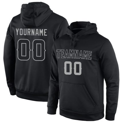 Custom Name & Number Black-Gray Sports Hoodie Sweatshirt Pullover - Personalized Stitched Team Apparel Personalized Stitched