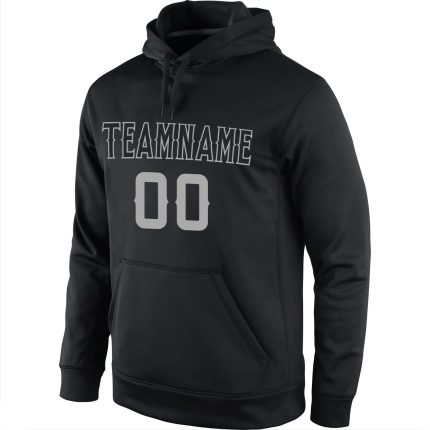 Custom Name & Number Black-Gray Sports Hoodie Sweatshirt Pullover - Personalized Stitched Team Apparel Personalized Stitched