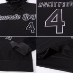 Personalized Black Gray Sports Hoodie Stitched Pullover Sweatshirt for Men and Women Personalized Stitched Black Black-Gray