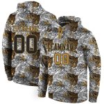 Custom Leopard Sports Hoodie | Personalized 3D Pattern Pullover Sweatshirt with Name & Number - Black/Old Gold Personalized