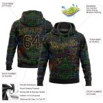 Custom Math Sports Hoodie - Personalized 3D Pattern Pullover Sweatshirt for Team, Black with Old Gold Design, Name and Number