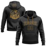 Custom Team Name Number Pullover Hoodie Sweatshirt - Personalized Stitched Black Old Gold Football Apparel Personalized Stitched