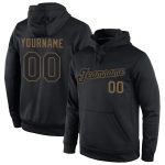 Custom Name Number Sports Pullover Hoodie Stitched Black Old Gold Sweatshirt for Team - Personalized Apparel Personalized