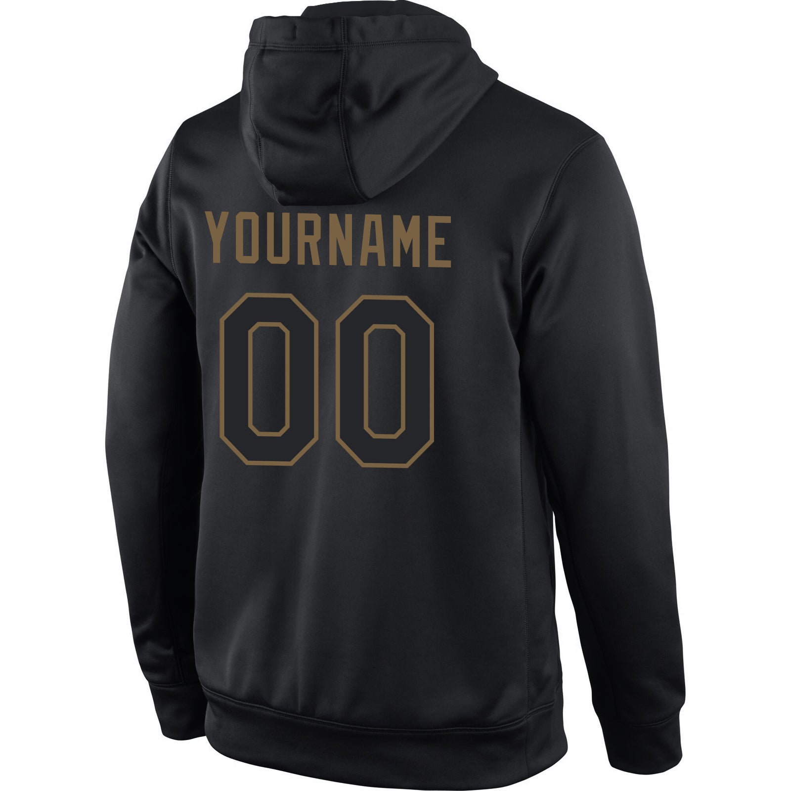 Personalized Stitched Black Black-Old Gold Sports Pullover Sweatshirt Hoodie Team Custom Name and Number Custom Name Number Sports Pullover Hoodie Stitched Black Old Gold Sweatshirt for Team - Personalized Apparel Personalized - Image 3