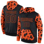 Personalized Black-Orange Sports Hoodie Sweatshirt - Stitched Pullover Design Personalized Stitched Black Black-Orange Sports