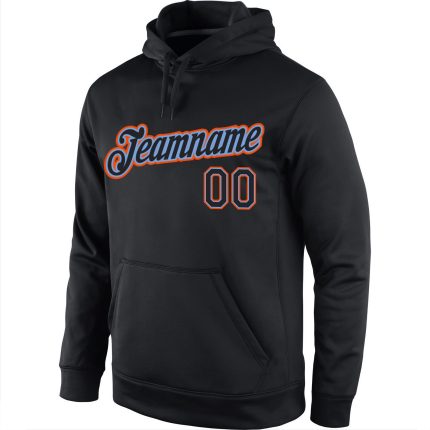 Custom Name Number Pullover Hoodie Black-Orange Sports Sweatshirt Personalized Stitched Team Design Personalized Stitched