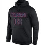 Custom Team Hoodie Personalized Pullover Sweatshirt with Name & Number, Black-Powder Blue Stitched Sports Apparel Personalized