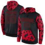Personalized Black Red Sports Hoodie Pullover Sweatshirt - Stitched Design Personalized Stitched Black Black-Red Sports Pullover