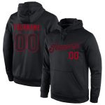 Custom Name Number Personalized Sports Hoodie Black-Red Stitched Pullover Sweatshirt for Team Personalized Stitched Black