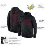 Custom Name Number Personalized Sports Hoodie Black-Red Stitched Pullover Sweatshirt for Team Personalized Stitched Black