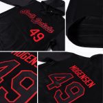 Custom Name Number Personalized Sports Hoodie Black-Red Stitched Pullover Sweatshirt for Team Personalized Stitched Black
