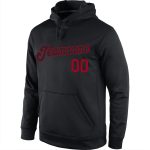 Custom Name Number Personalized Sports Hoodie Black-Red Stitched Pullover Sweatshirt for Team Personalized Stitched Black