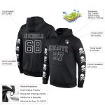 Custom 3D Skull Hoodie for Sports - Personalized Black and White Pullover Sweatshirt with Team Name and Number Personalized