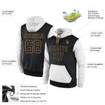 Custom Black and White Sports Hoodie, Personalized Stitched Pullover Sweatshirt for Men and Women Personalized Stitched Black