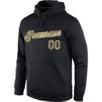 Custom Team Name Number Pullover Hoodie Black Camo-Cream Stitched Sports Sweatshirt Personalized Stitched Black Camo-Cream