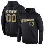 Custom Team Name Number Pullover Hoodie Black Camo-Cream Stitched Sports Sweatshirt Personalized Stitched Black Camo-Cream