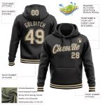 Personalized Black Cream Sports Hoodie Sweatshirt Pullover for Men and Women Personalized Stitched Black Cream Sports Pullover