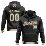 Personalized Black Cream Sports Hoodie Sweatshirt Pullover for Men and Women Personalized Stitched Black Cream Sports Pullover