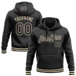Custom Name Number Sports Hoodie Pullover Sweatshirt - Personalized Stitched Black Cream Team Apparel Personalized Stitched