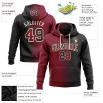 Custom Name and Number Sports Pullover Hoodie - Black Crimson-City Cream Gradient Stitched Fashion Sweatshirt Personalized