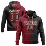 Custom Name and Number Sports Pullover Hoodie - Black Crimson-City Cream Gradient Stitched Fashion Sweatshirt Personalized