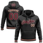 Custom Name and Number Stitched Hoodie Sweatshirt for Crimson City Sports Team - Black and Cream Pullover Personalized Stitched