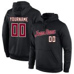 Custom Name Number Black Crimson-Cream Sports Hoodie Pullover Sweatshirt - Personalized Team Apparel Personalized Stitched