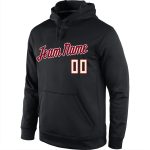 Custom Name Number Black Crimson-Cream Sports Hoodie Pullover Sweatshirt - Personalized Team Apparel Personalized Stitched