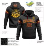 Custom Football Hoodie Black Crimson Gold with Stitched Name and Number - Personalized Pullover Sweatshirt Personalized Stitched