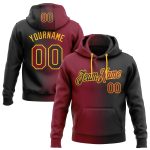 Custom Stitched Sports Hoodie Black Crimson-Gold Gradient with Name & Number | Personalized Pullover Sweatshirt Personalized