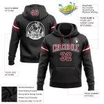 Custom Name Number Football Hoodie Pullover Sweatshirt Black Crimson White - Personalized Team Apparel Personalized Stitched