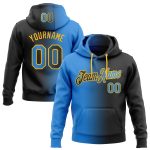 Custom Name Number Sports Hoodie Sweatshirt Personalized Stitched Black Electric Blue Gold Gradient Fashion Pullover Personalized