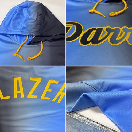 Custom Name Number Sports Hoodie Sweatshirt Personalized Stitched Black Electric Blue Gold Gradient Fashion Pullover Personalized