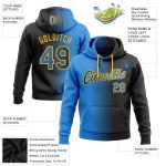 Custom Name Number Sports Hoodie Sweatshirt Personalized Stitched Black Electric Blue Gold Gradient Fashion Pullover Personalized