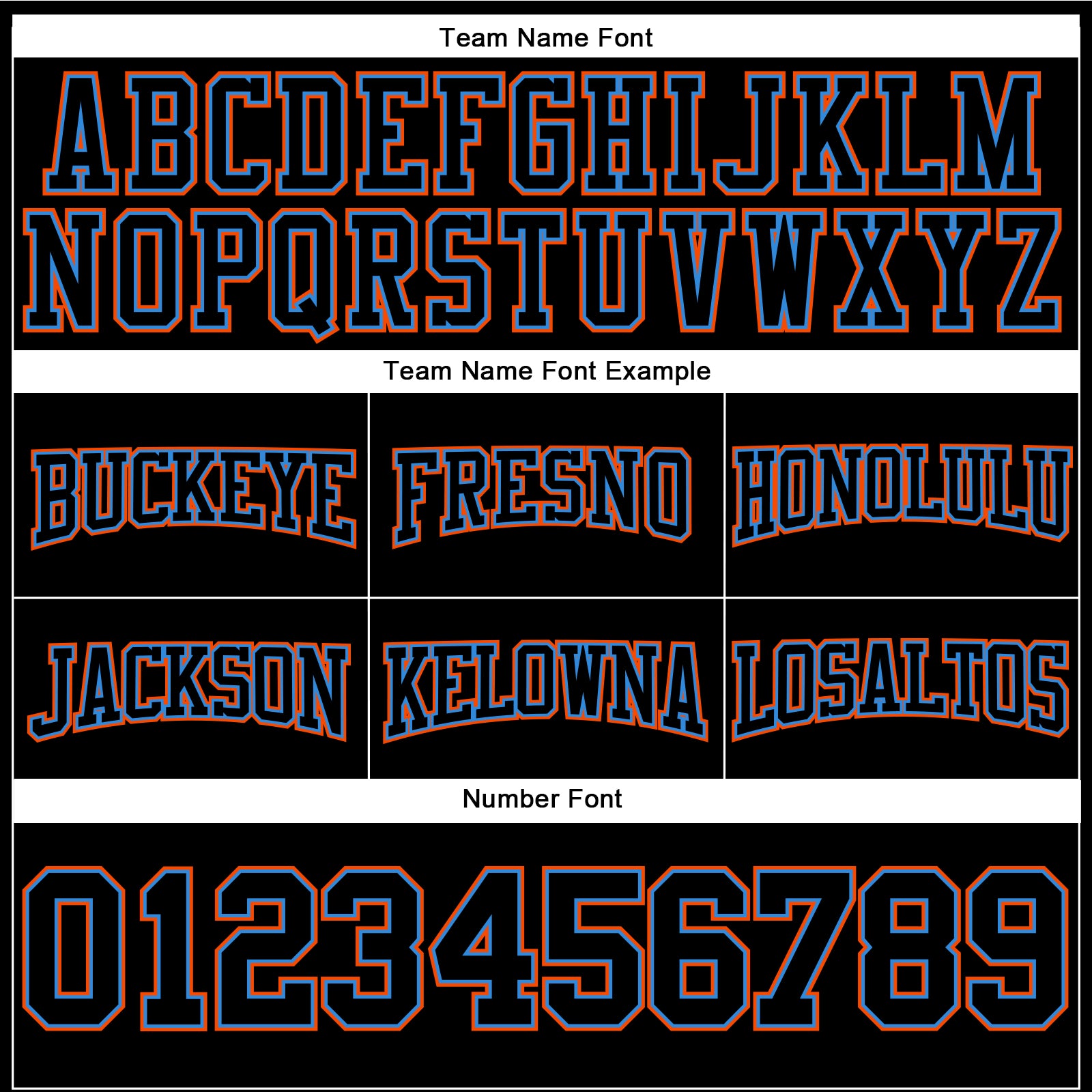 Personalized Stitched Black Electric Blue-Orange Football Pullover Sweatshirt Hoodie Team Custom Name and Number Custom Black Electric Blue-Orange Football Hoodie with Stitched Name & Number - Personalized Pullover Sweatshirt Personalized - Image 3