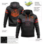 Custom Black Electric Blue-Orange Football Hoodie with Stitched Name & Number - Personalized Pullover Sweatshirt Personalized
