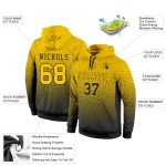 Custom Name Number Pullover Hoodie Personalized Black Gold Fade Sports Sweatshirt for Team Fashion Personalized Stitched