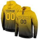 Custom Name Number Pullover Hoodie Personalized Black Gold Fade Sports Sweatshirt for Team Fashion Personalized Stitched